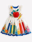 Back To School Apple Applique Pencils Dress