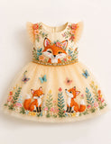 Cute Fox Floral Tulle Party Dress