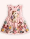 Back To School Kitten Appliqué Dress