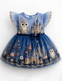 Cute Owl Castle Tulle Party Dress
