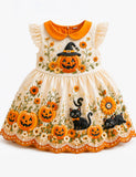 Halloween Black Cat Pumpkin Dress