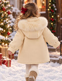 Creamy Beige Fur-Hooded Duffle Coat