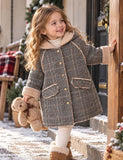 Gray Plaid Hooded Winter Coat
