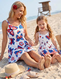 Mom and Me Independence Day Star Butterfly Print Casual Dress