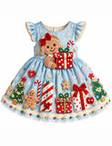 Christmas Gingerbread Girl Appliqué Gifts Dress