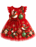 Christmas Robin Tulle Party Dress