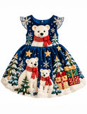 Christmas Polar Bear Appliqué Party Dress