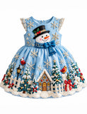 Christmas Snowman Appliqué Party Dress