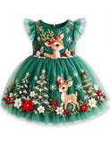 Christmas Fawn Party Tulle Dress