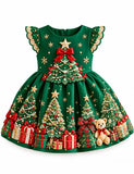 Christmas Tree Embroidered Party Dress