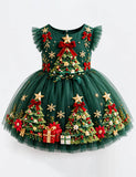 Christmas Tree Embroidery Tulle Dress