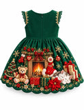 Christmas Kitten Fireplace Party Dress