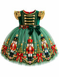 Christmas Nutcrackers Embroidery Tulle Dress