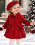 Bow Front A-Line Coat + Hat 2PCS Set
