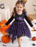 Halloween Bat Long Sleeve Tulle Dress
