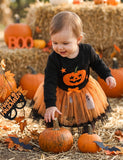 Halloween Cartoon Pumpkin Long-sleeved Sweatshirt + Double Tulle Ghost Skirt