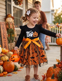 Halloween Pumpkin Ghost Print Tulle Dress