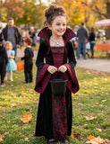 Halloween Medieval Stand-up Collar Horn Sleeve Witch Dress