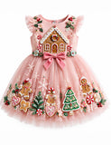 Christmas Gingerbread House Appliqué Tulle Dress