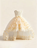 Enchanted Rose Tiered Red Tulle Gown