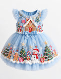 Christmas Gingerbread House Appliqué Tulle Dress
