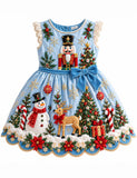Christmas Nutcracker Embroidered Bow Party Dress