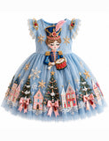 Nutcracker Girl Appliqué Christmas Tulle Party Dress