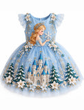 Christmas Snowfalke Princess Tulle Party Dress