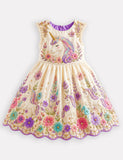 Floral Unicorn Applique Party Dress