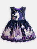 Unicorn Applique Dream Castle Party Dress