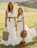 Mom and Me Lace Embroidered Long Dress