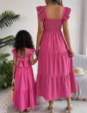Mom and Me Sweet Little Fly Sleeve Halter Dress