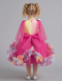 Three-dimensional Butterfly Ombre Rainbow Tulle Princess Dress