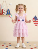 Independence Day Embroidered Multi-Layer Suspender Dress