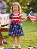 Independence Day Print Bubble Sleeve Dress