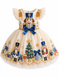 Nutcrackers Embroidery Christmas Tulle Party Dress
