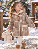 Pink Plaid Hooded Duffle Coat