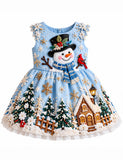 Christmas Snowman Appliqué Party Dress