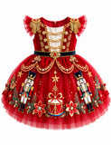 Christmas Nutcrackers Embroidery Tulle Dress