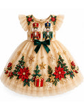 Christmas Nutcracker Appliqué Tulle Dress