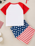 Independence Day Cartoon Printed Short Sleeve T-Shirt Shorts Set