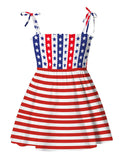 Independence Day Print Suspender Dress