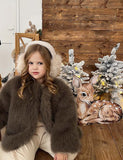 Luxury Taupe Faux Mink Fur Coat Or Vest