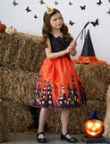 Halloween Pumpkin Witch Cartoon Dress & Bag