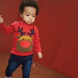 Cartoon Christmas Elk Embroidered Sweatshirt