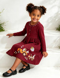 Hedgehog Applique Long Sleeve Dress