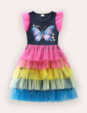 Colorful Butterfly Multi-layer Tulle Dress