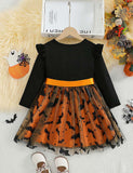 Halloween Pumpkin Ghost Print Tulle Dress