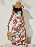 Holiday Elegant Flower Print Dress