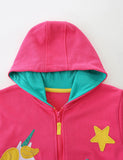 Star Unicorn Applique Zip-up Hoodie